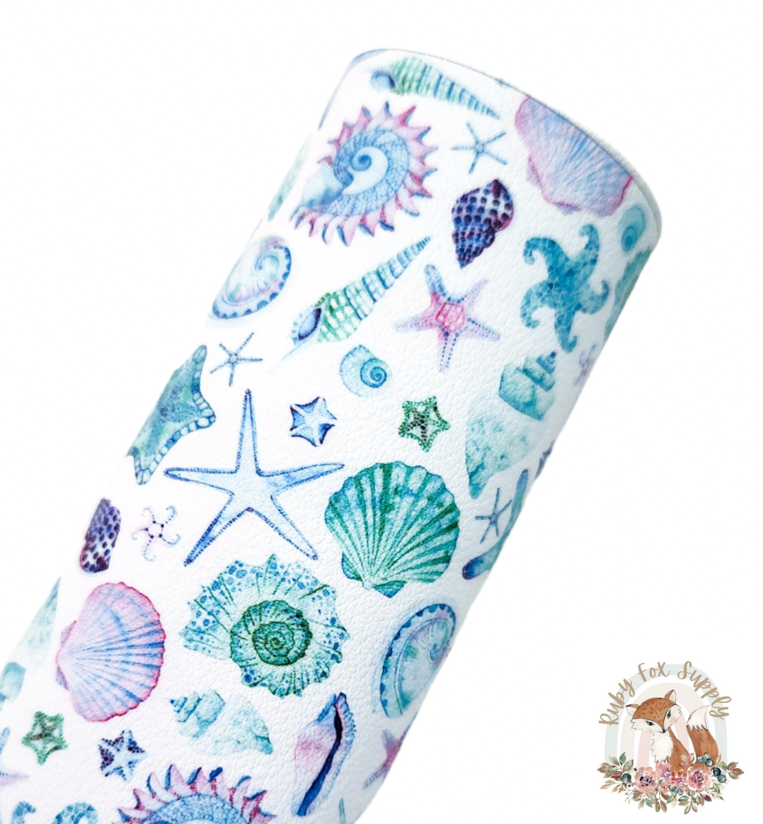 Turquoise Shells 9x12 faux leather sheet