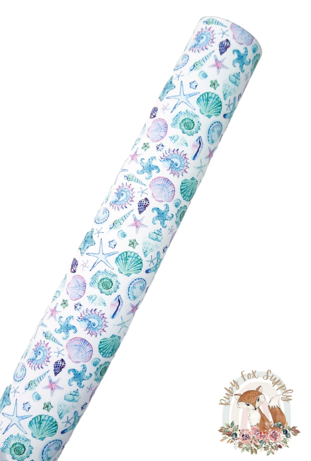 Turquoise Shells 9x12 faux leather sheet