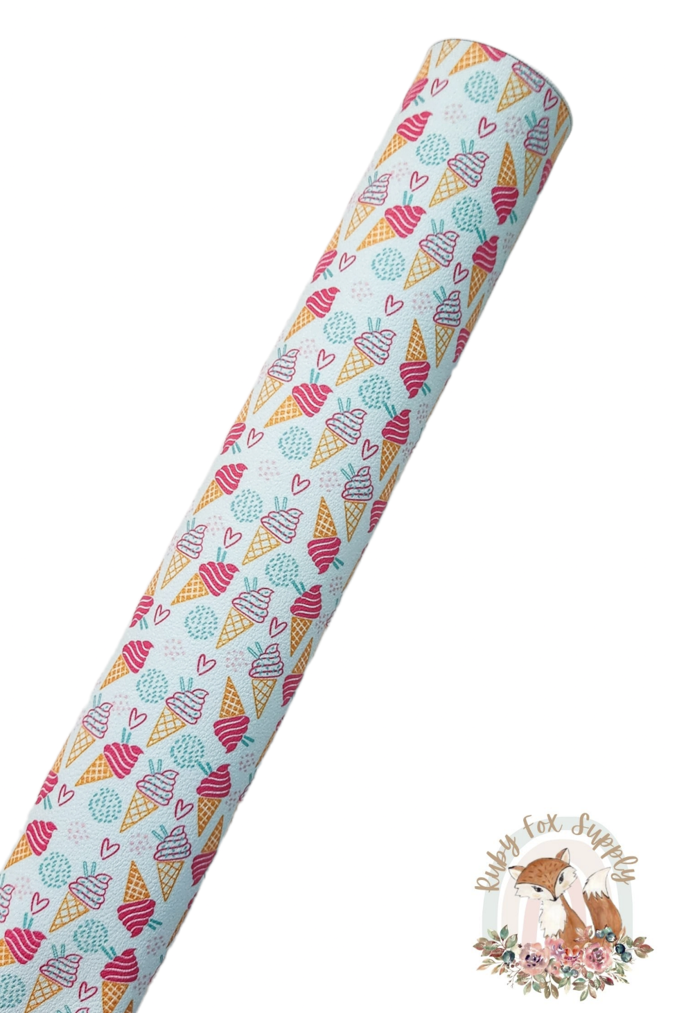 Blue Ice Cream Cone 9x12 faux leather sheet