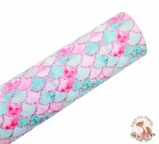 Horizontal Mermaid Scales 9x12 faux leather sheet