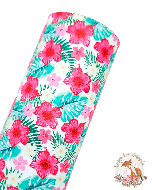 Hawaiian Hibiscus Flowers 9x12 faux leather sheet