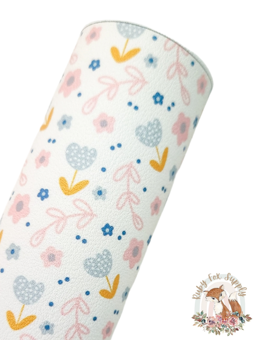 Cute Boho Floral 9x12 faux leather sheet