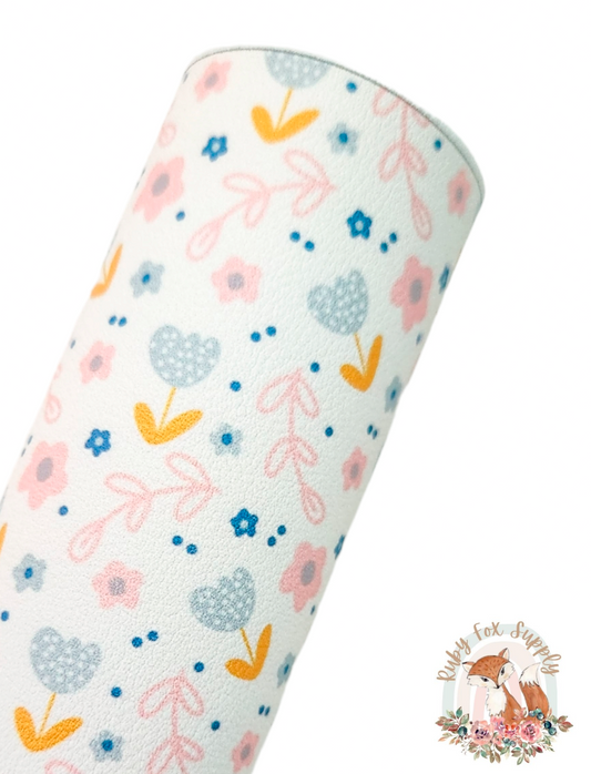 Cute Boho Floral 9x12 faux leather sheet