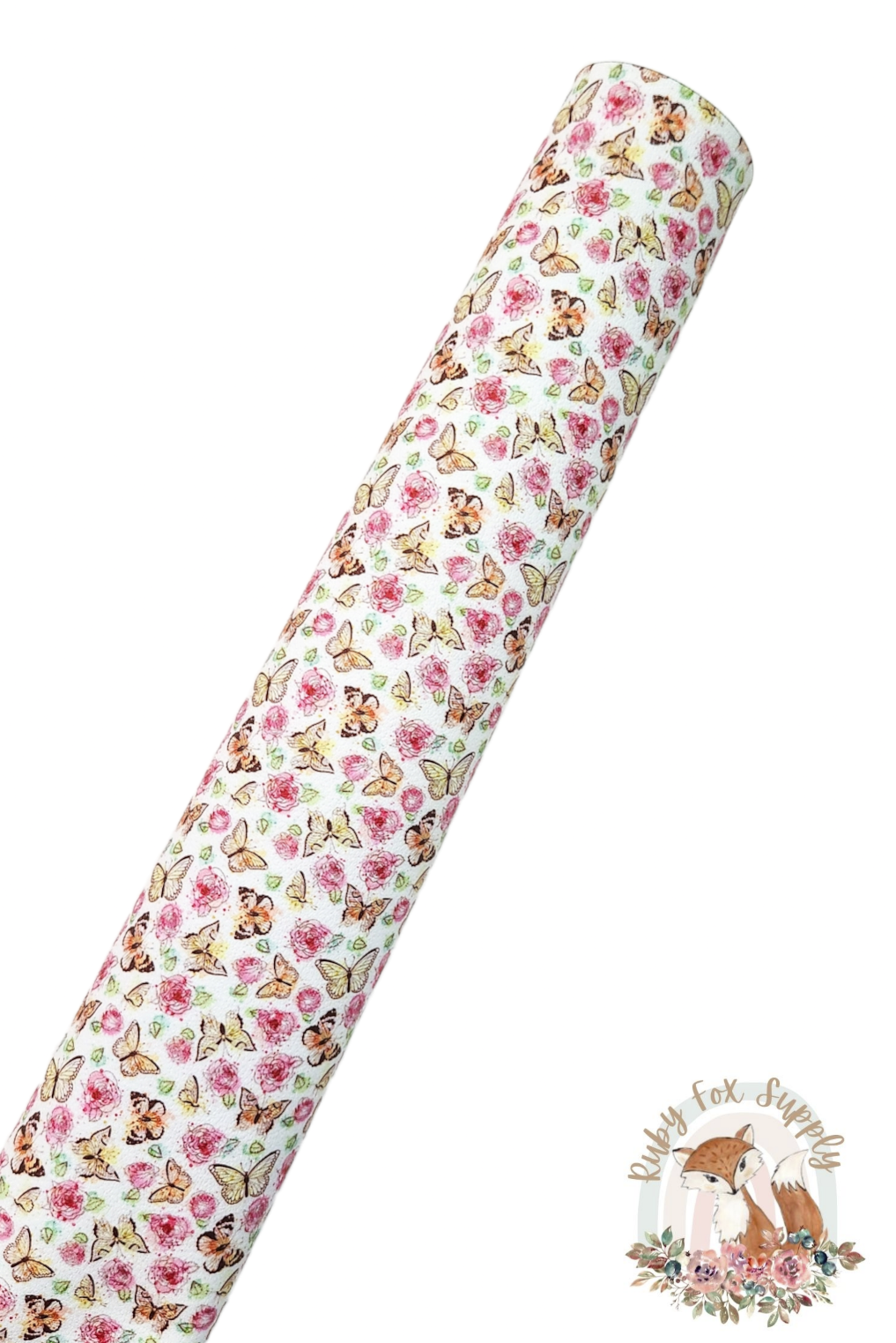 Yellow Pink Butterflies 9x12 faux leather sheet