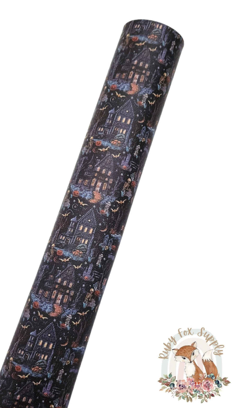Faux Embroidery Haunted House 9x12 faux leather sheet