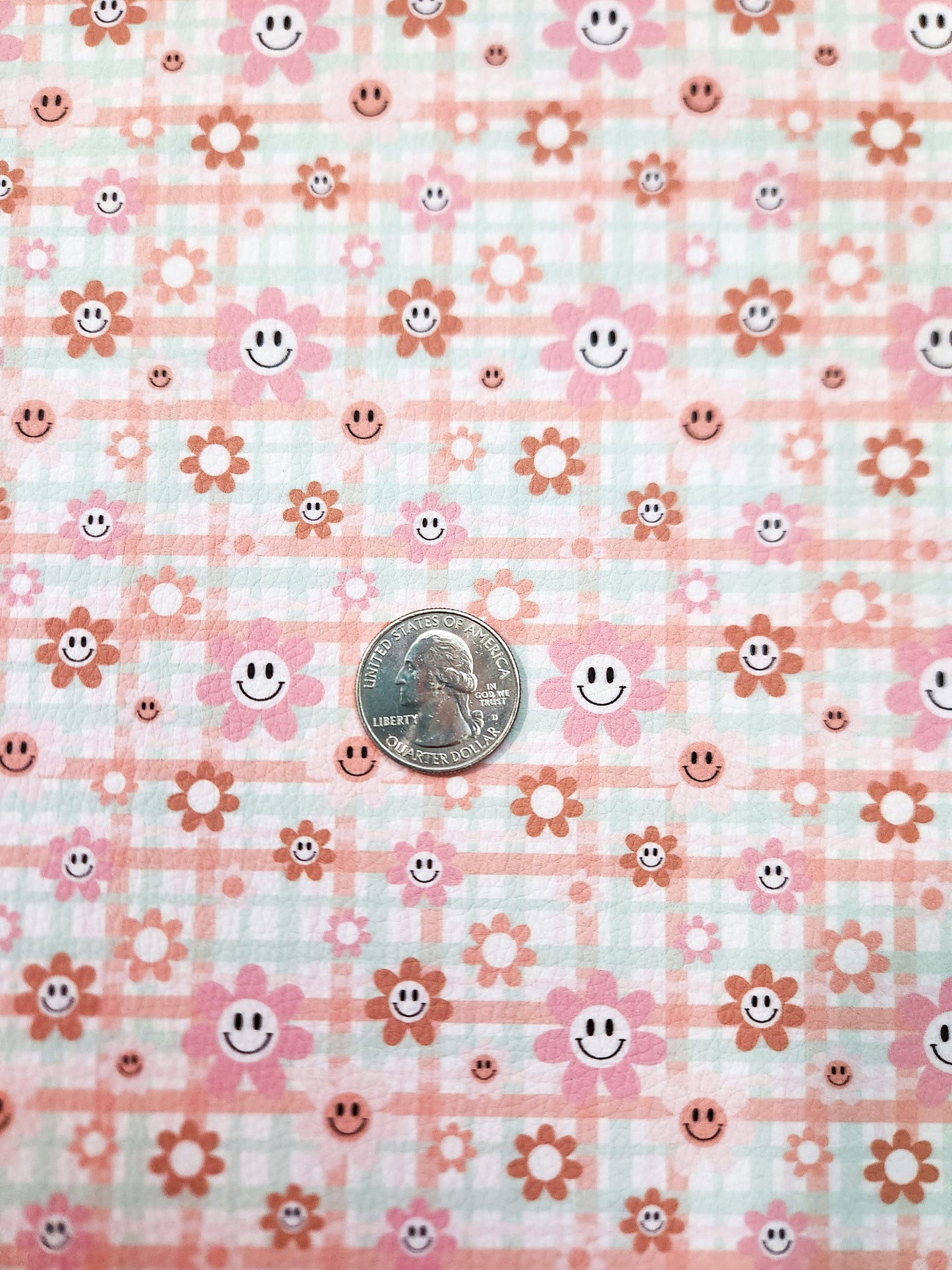 Plaid Happy Flowers 9x12 faux leather sheet