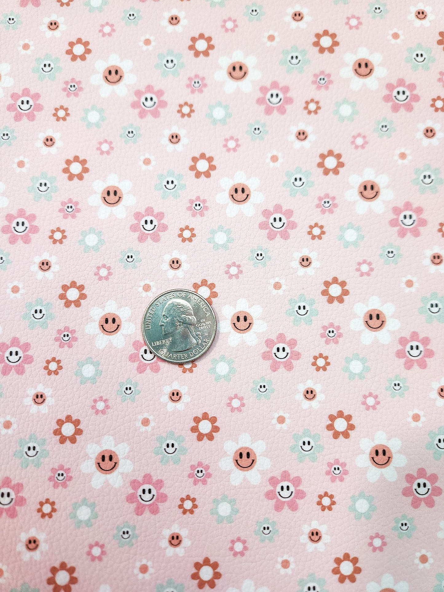 Boho Happy Flowers 9x12 faux leather sheet