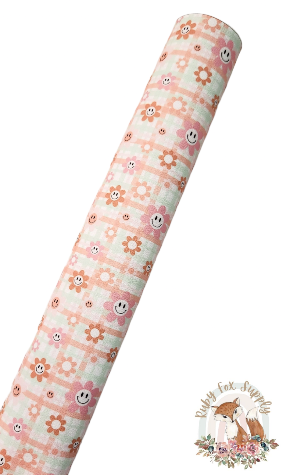 Plaid Happy Flowers 9x12 faux leather sheet