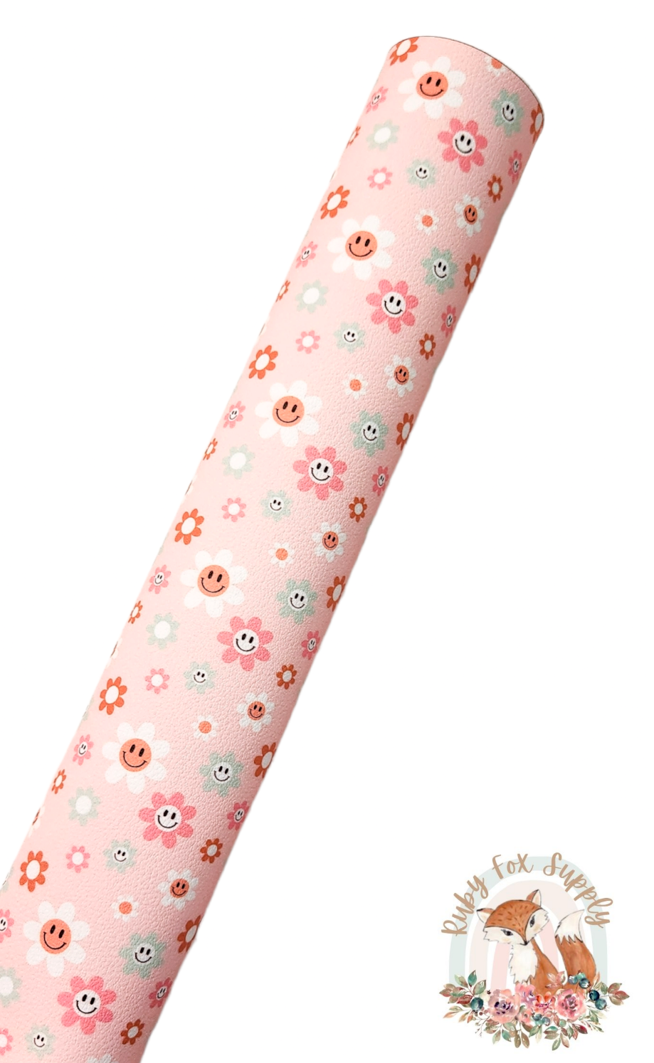 Boho Happy Flowers 9x12 faux leather sheet