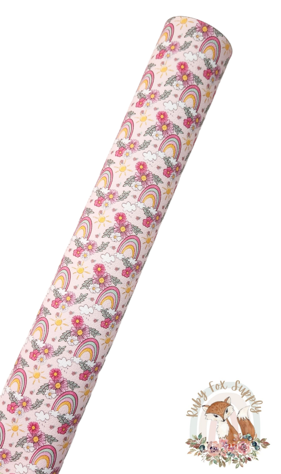 Rainbows and Flowers 9x12 faux leather sheet