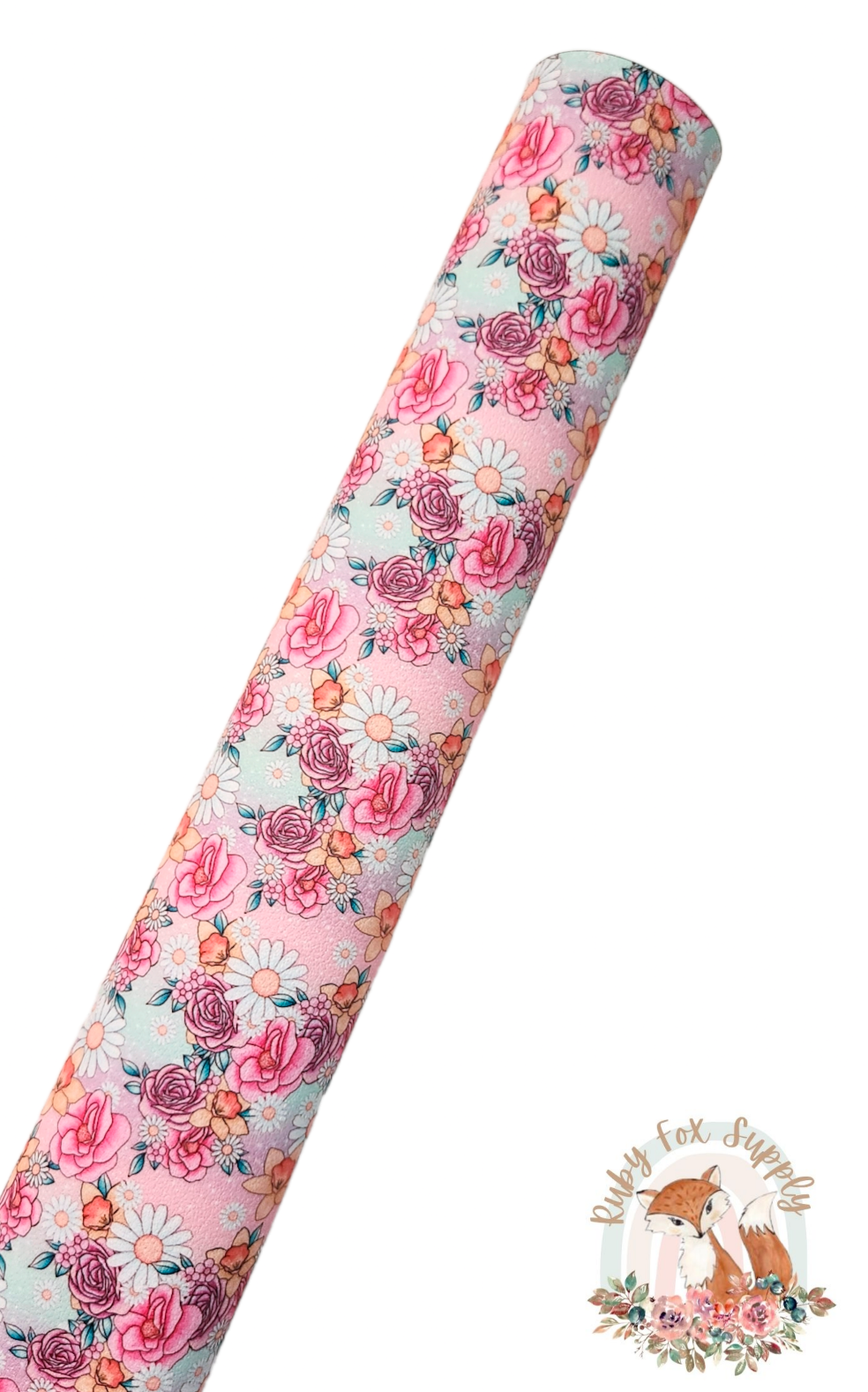 Pretty Colorful Floral 9x12 faux leather sheet