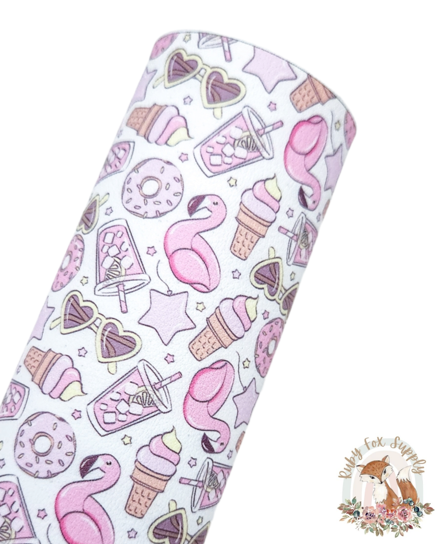 Purple Pink Pool Icons 9x12 faux leather sheet