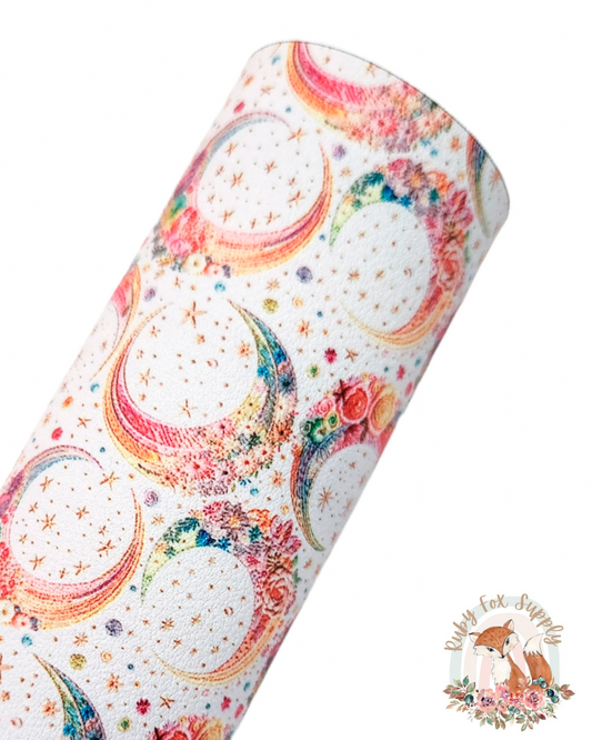 Faux Embroidery Moons 9x12 faux leather sheet