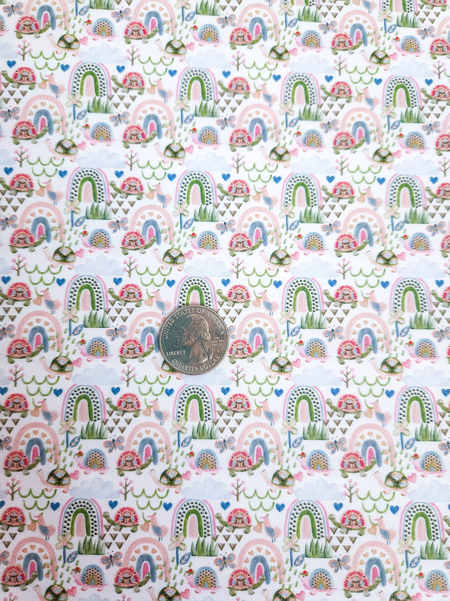 Turtle Rainbows 9x12 faux leather sheet