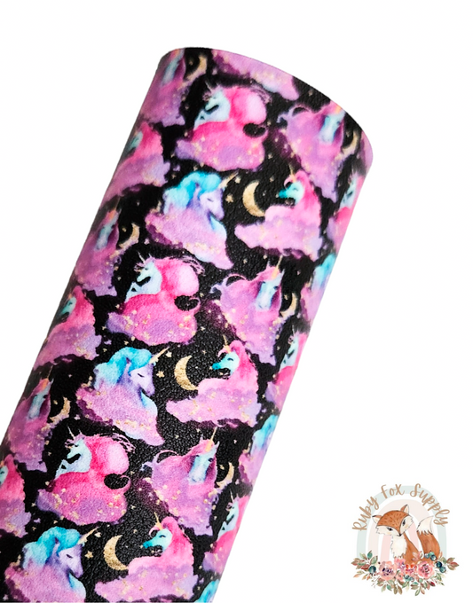 Night Unicorns 9x12 faux leather sheet