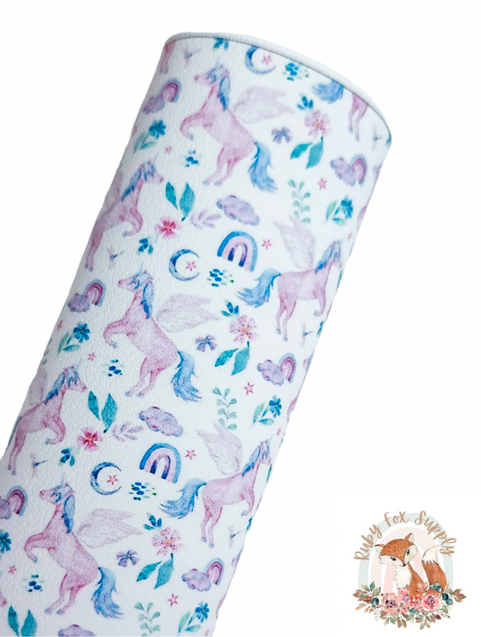 Prancing Unicorns 9x12 faux leather sheet