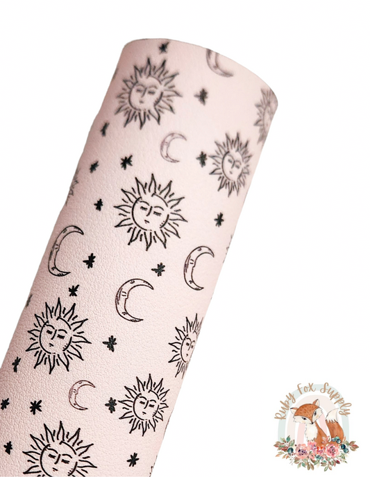 Simple Sun and Moon 9x12 faux leather sheet
