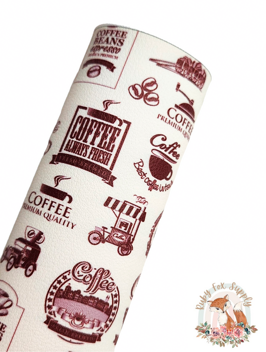 Coffee Signs 9x12 faux leather sheet
