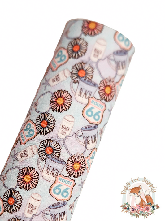 Route 66 9x12 faux leather sheet