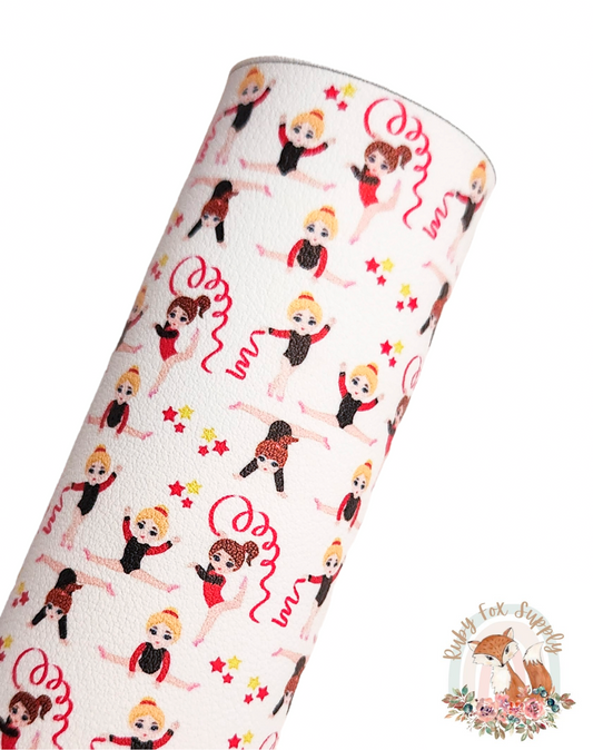 Gymnastics Twirl 9x12 faux leather sheet