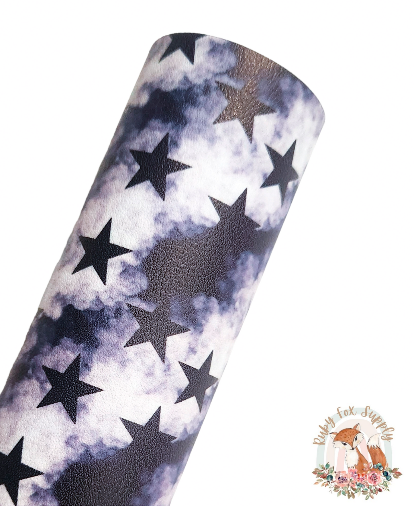 BW Tie Dye Stars 9x12 faux leather sheet