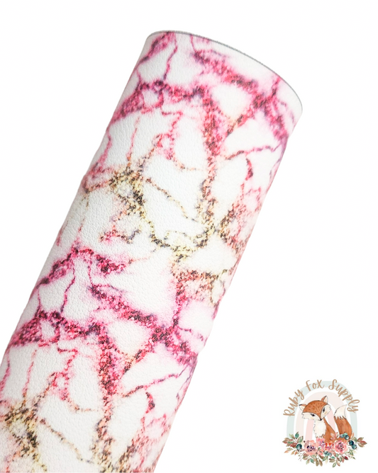 Pink Gold Sugar Marble 9x12 faux leather sheet