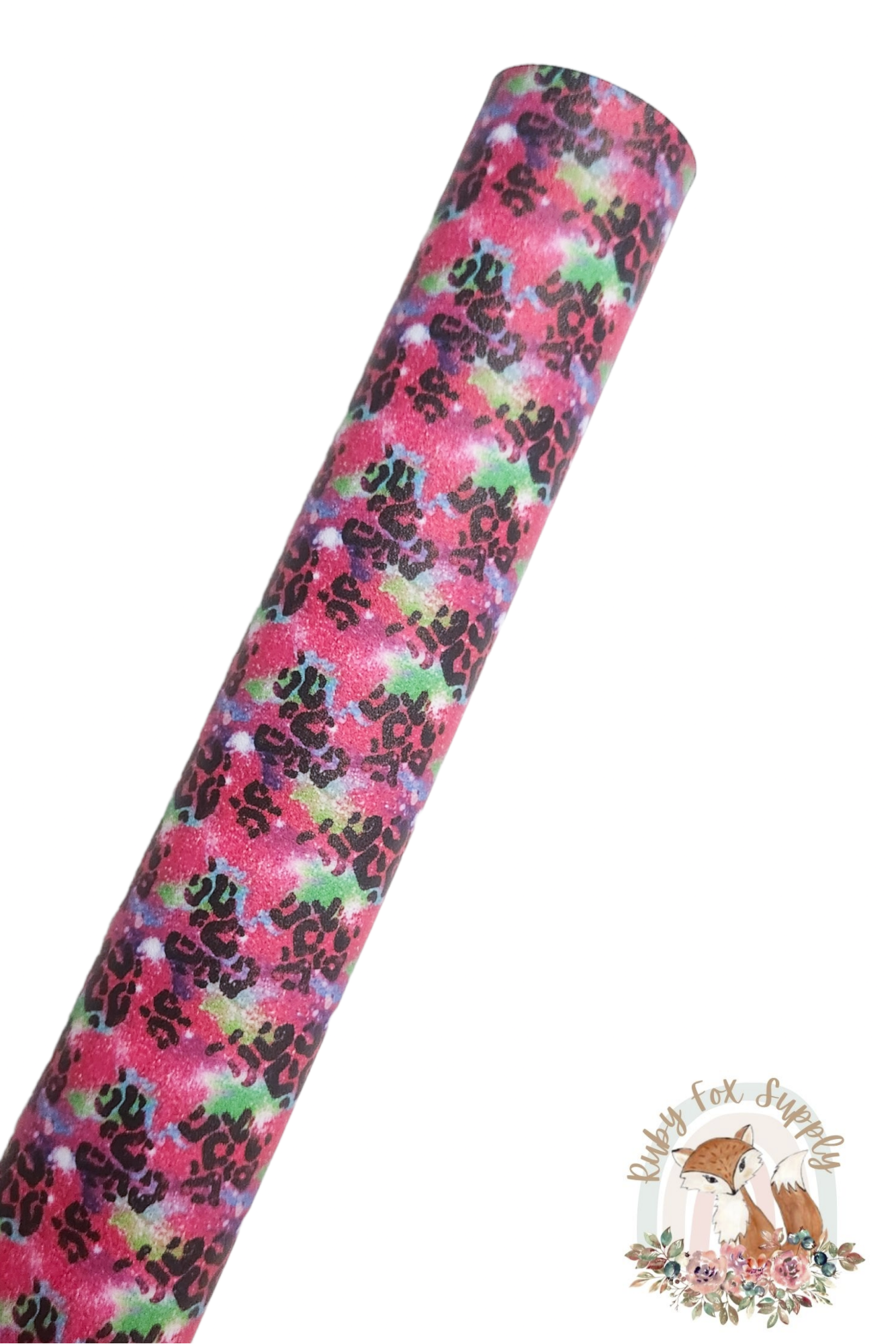 Pink Cheetah Print Splatter 9x12 faux leather sheet