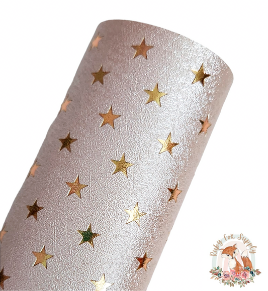 Light Gold Foil Star 9x12 faux leather sheet