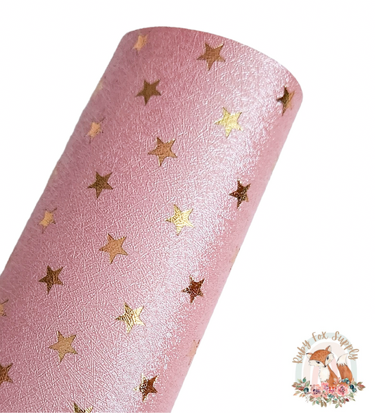 Rose Gold Foil Star 9x12 faux leather sheet