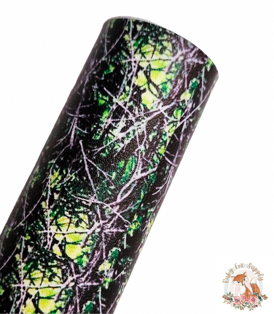 Green Camo 9x12 faux leather sheet