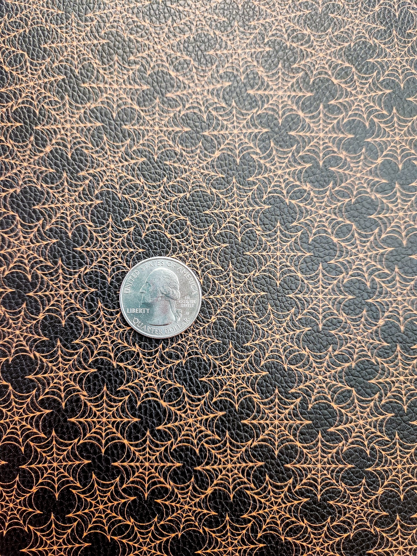 Orange Spiderwebs 9x12 faux leather sheet