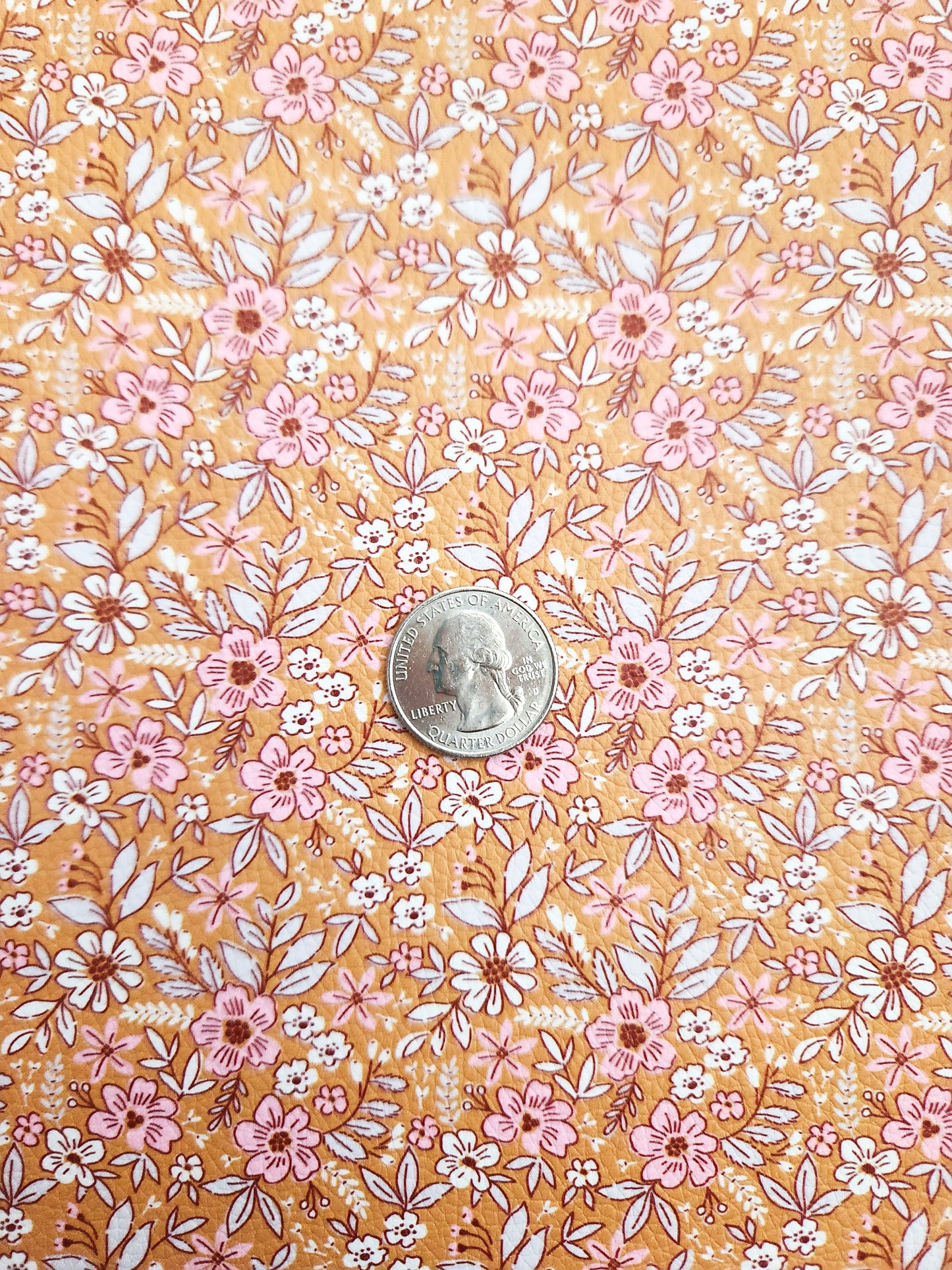Mustard Fall Floral 9x12 faux leather sheet