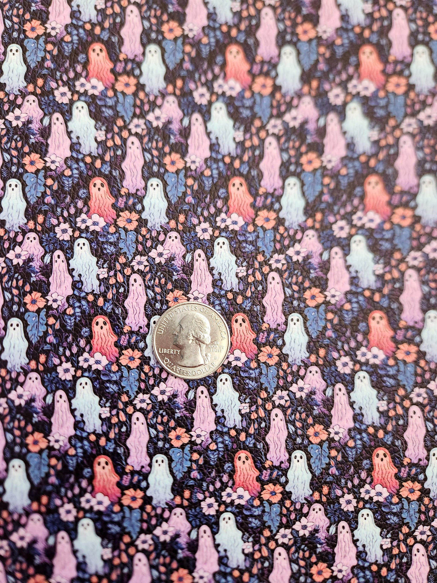 Pretty Drawn Ghosts 9x12 faux leather sheet
