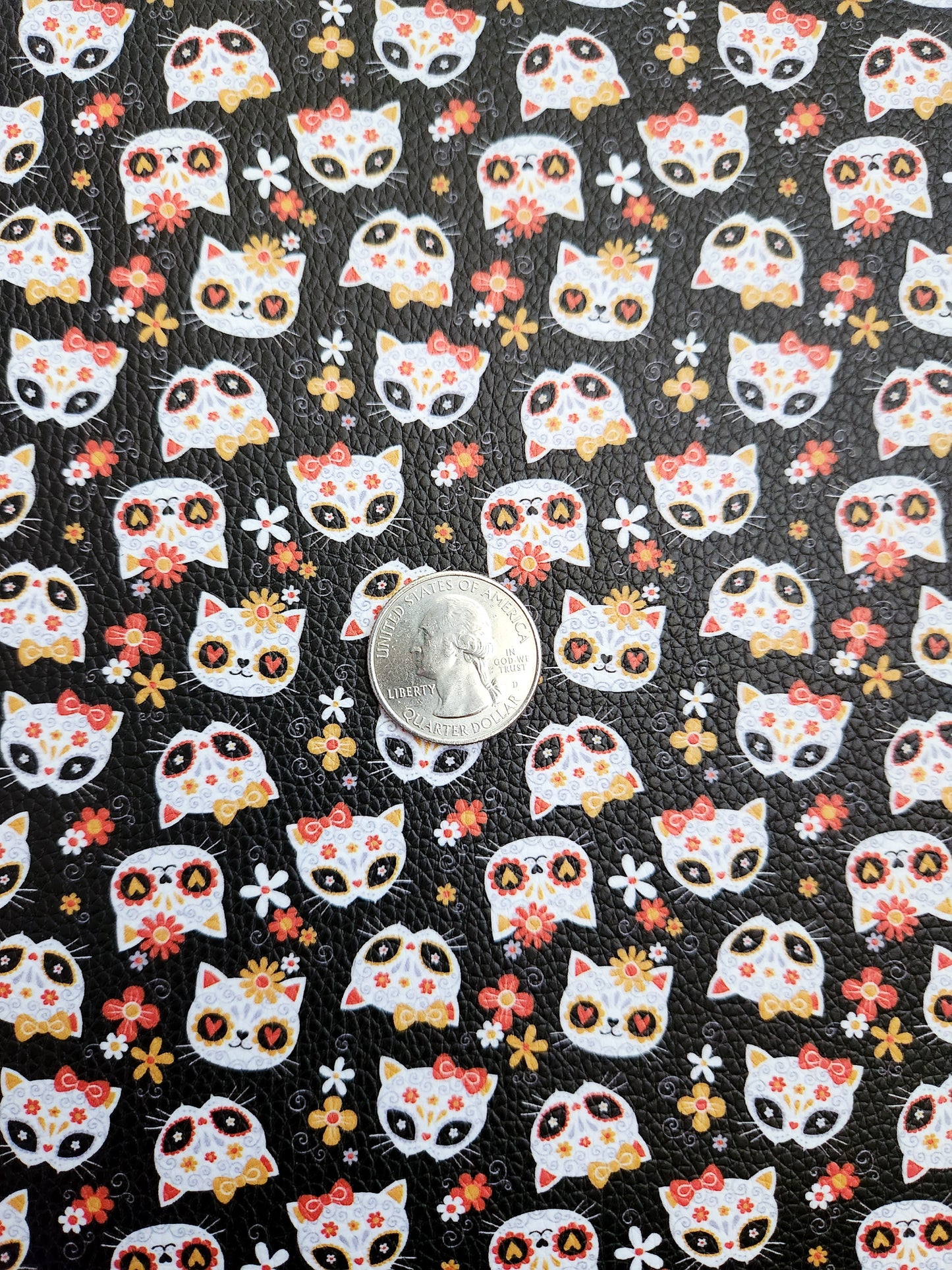 Spooky Kitty 9x12 faux leather sheet