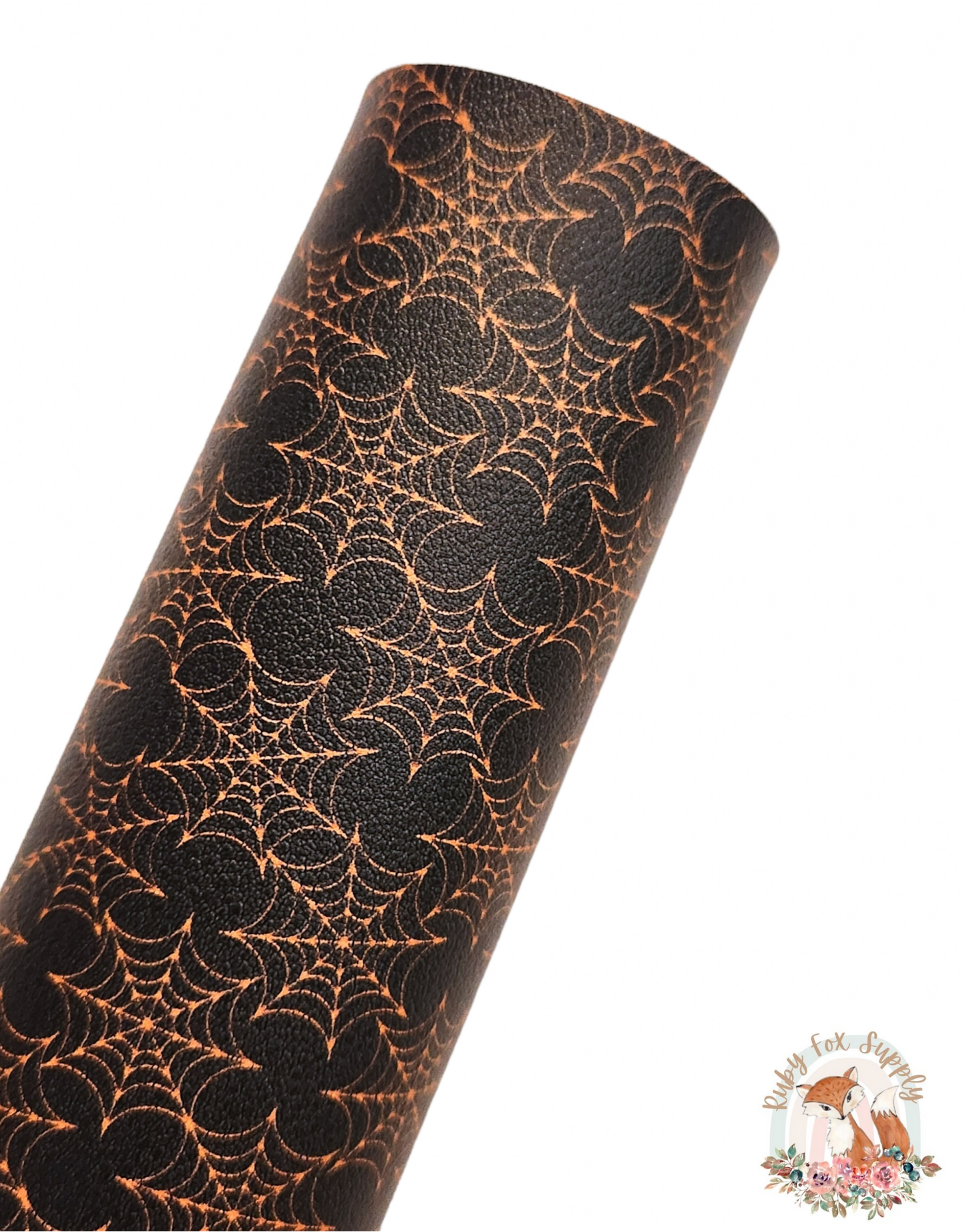Orange Spiderwebs 9x12 faux leather sheet