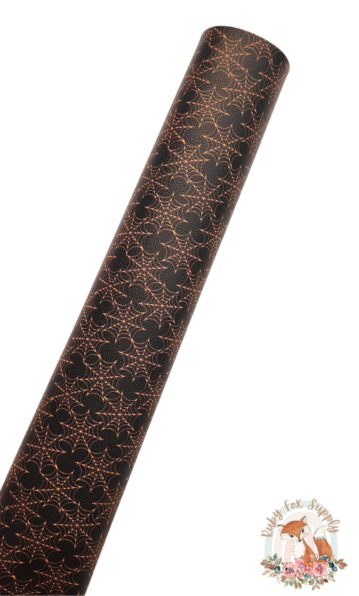 Orange Spiderwebs 9x12 faux leather sheet
