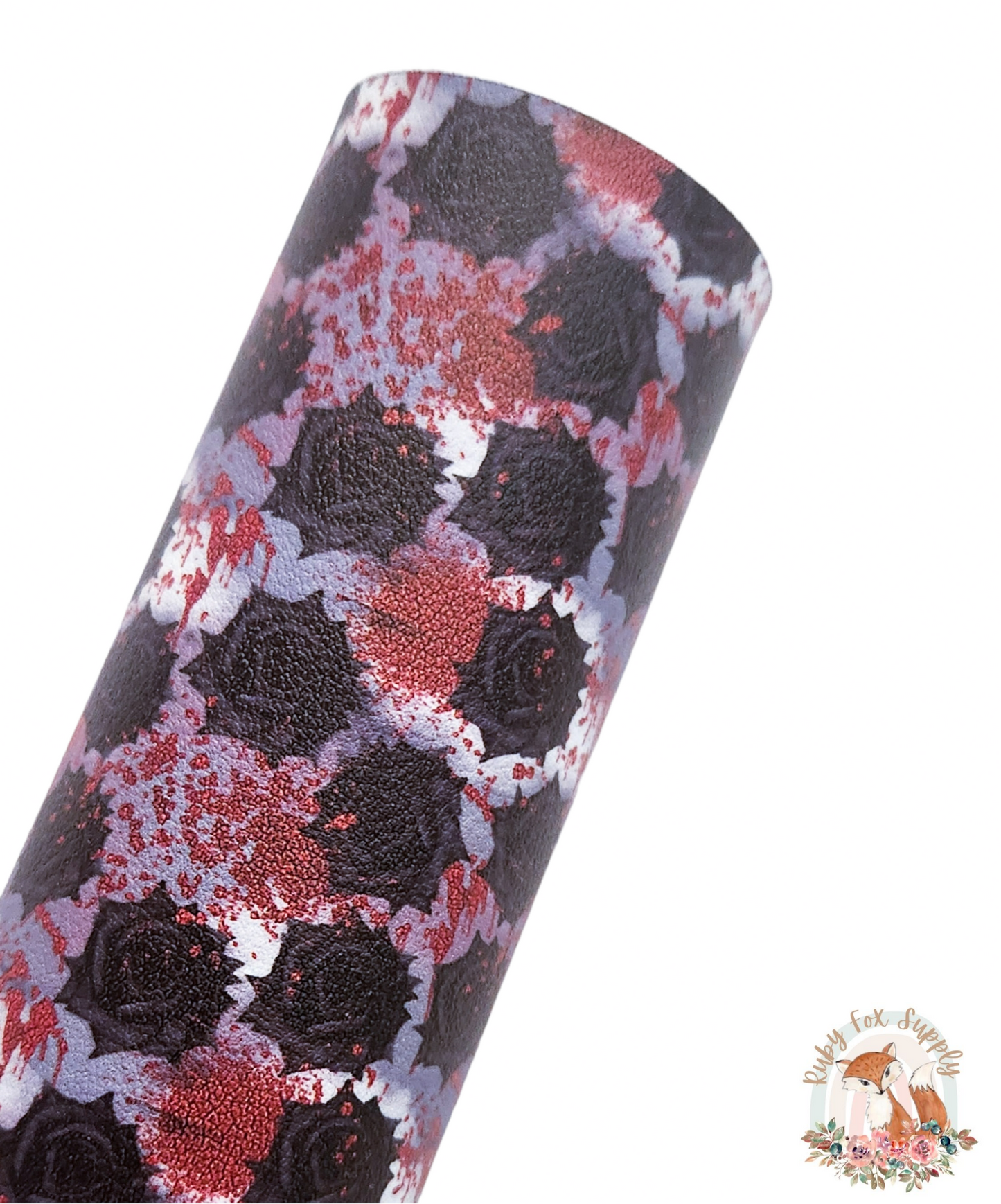 Black Bloody Roses 9x12 faux leather sheet