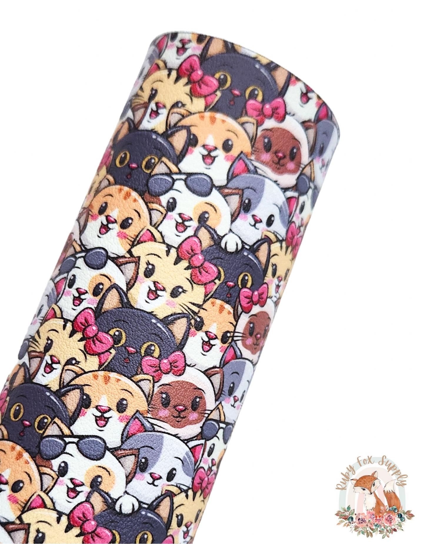 Cute Stacked Cats 9x12 faux leather sheet