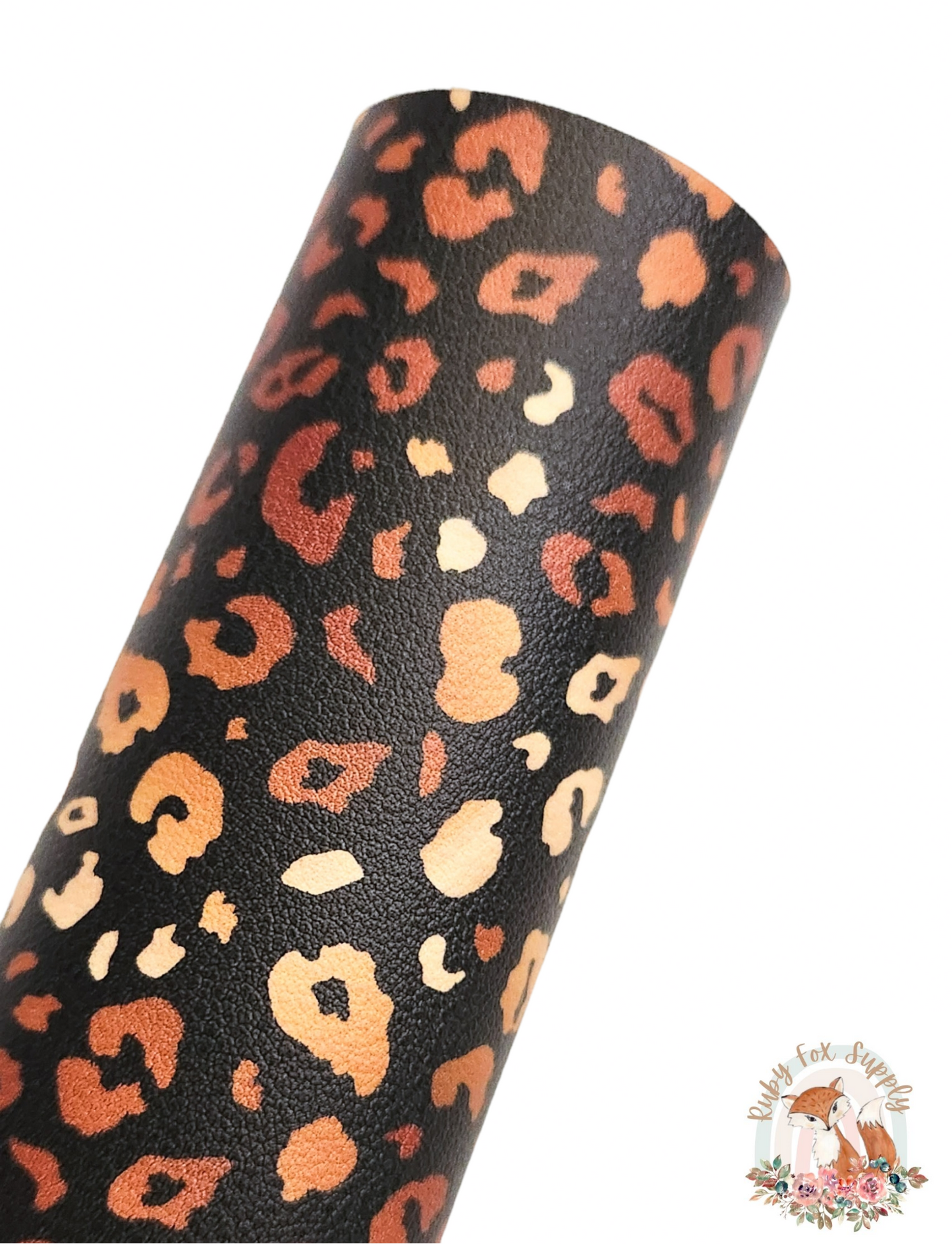 Gold Black Leopard Print 9x12 faux leather sheet