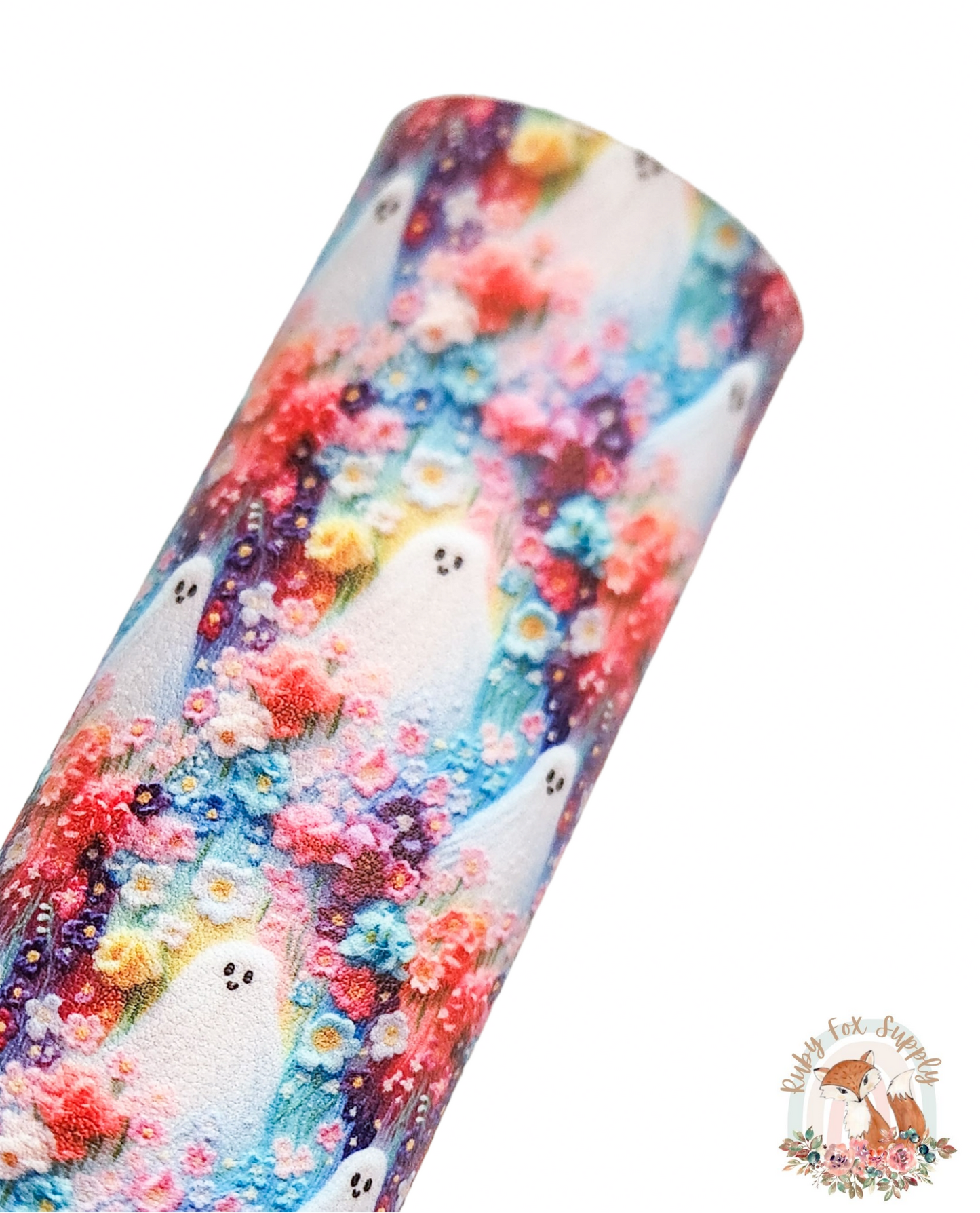 Rainbow Embroidery Ghosts 9x12 faux leather sheet