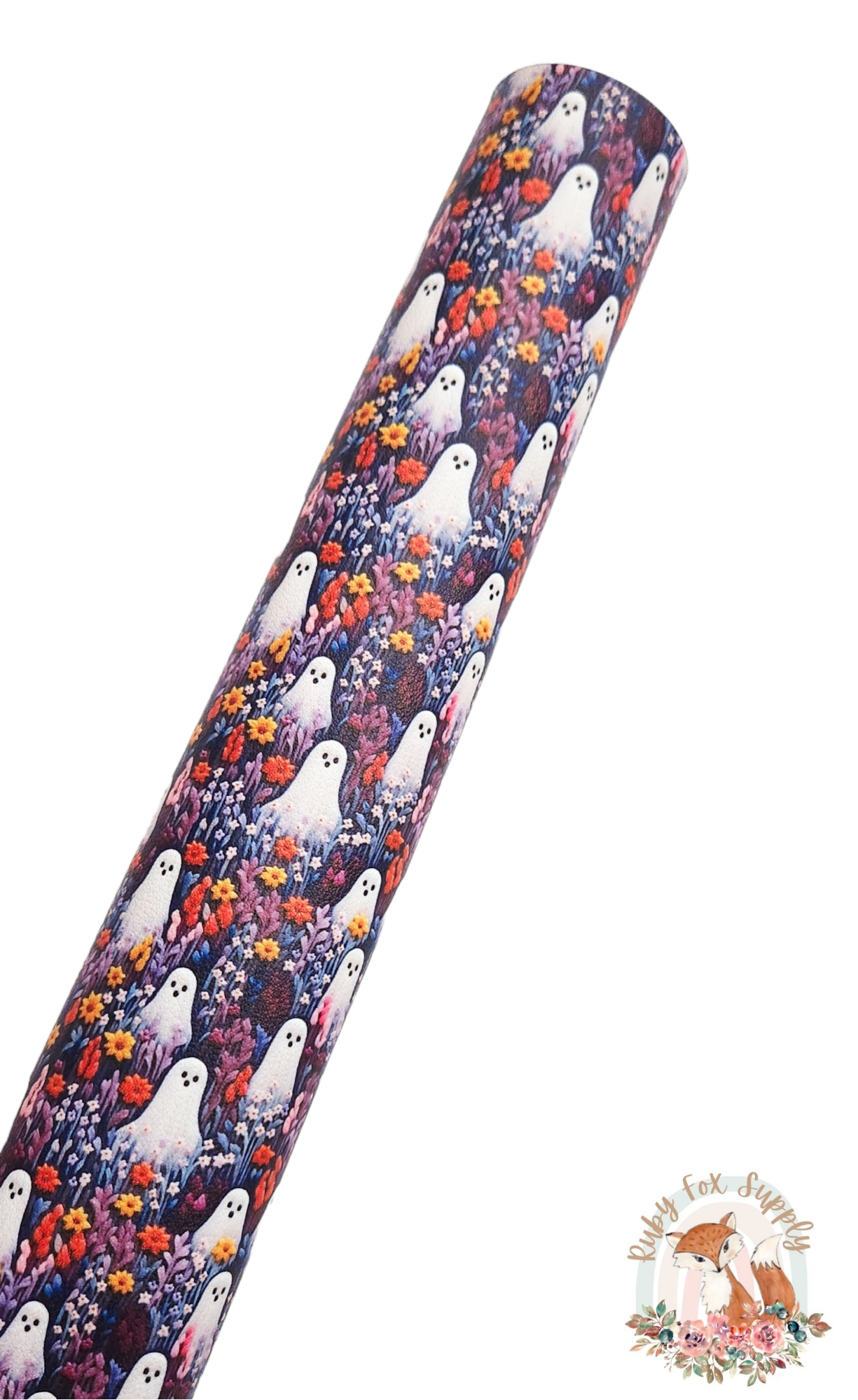 Floral Embroidery Ghosts 9x12 faux leather sheet