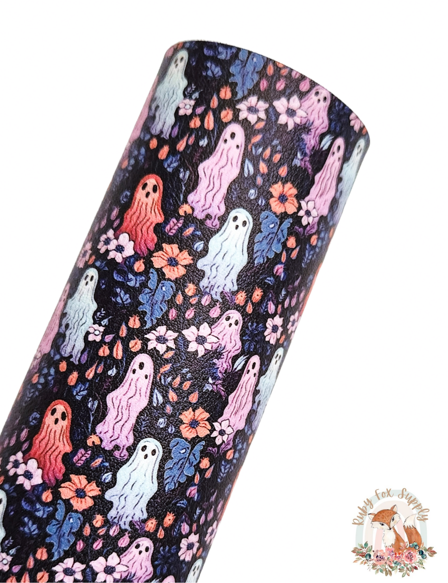 Pretty Drawn Ghosts 9x12 faux leather sheet