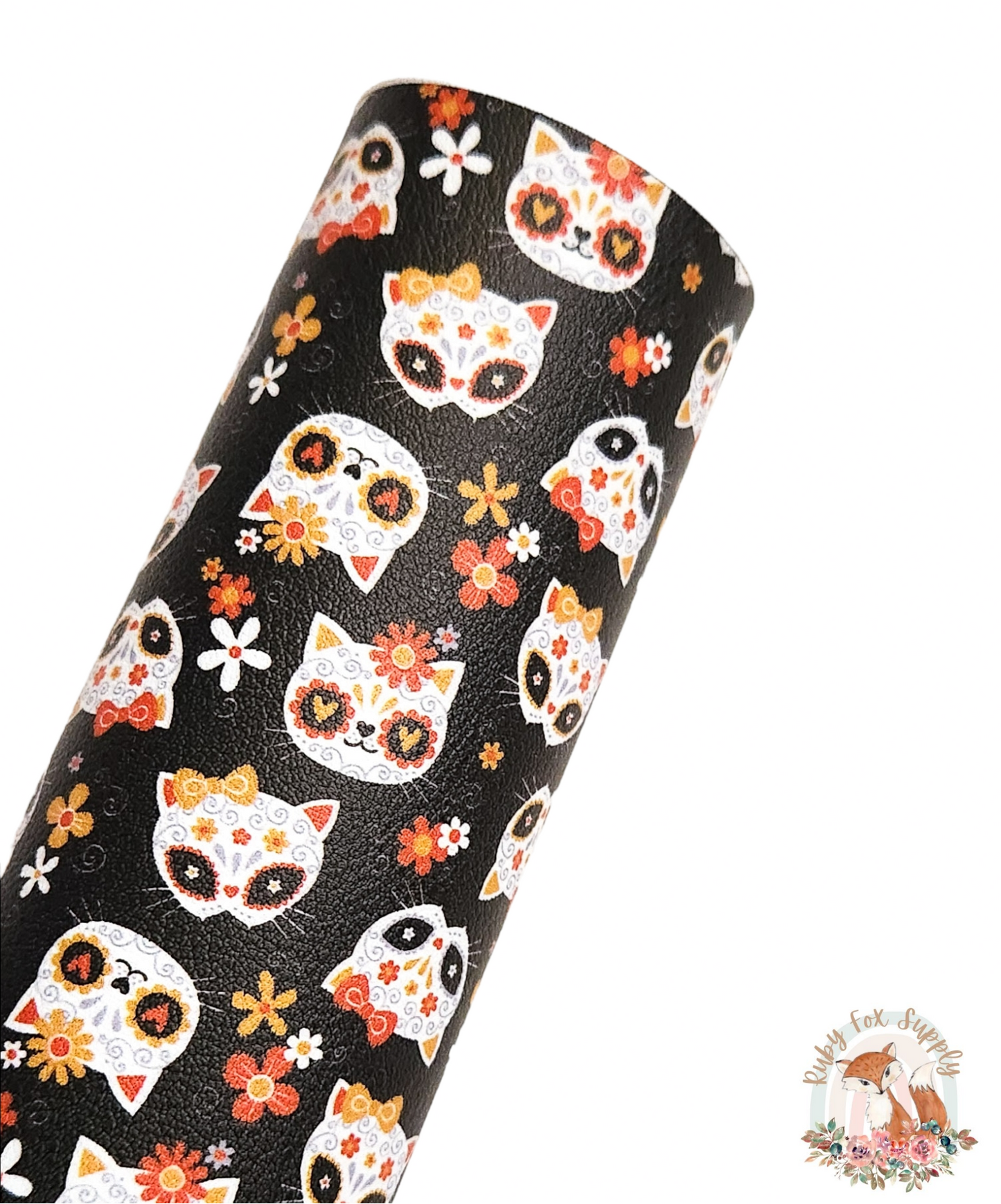 Spooky Kitty 9x12 faux leather sheet