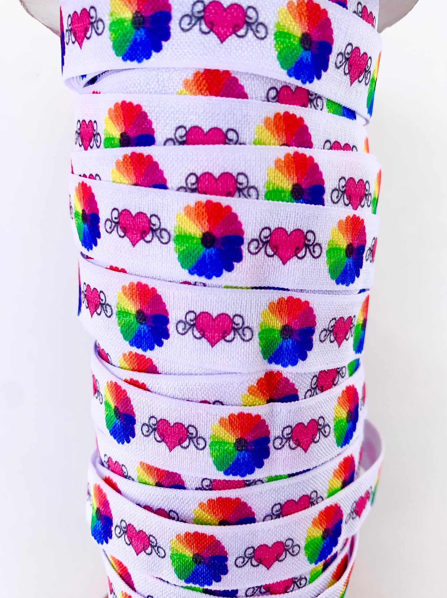 Tie Dye Flower Fold Over Elastic