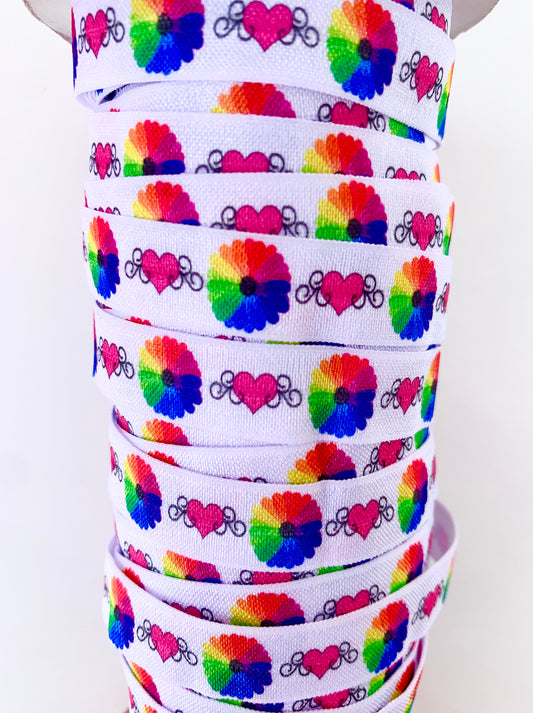 Tie Dye Flower Fold Over Elastic