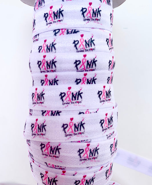 White Breast Cancer Fold Over Elastic