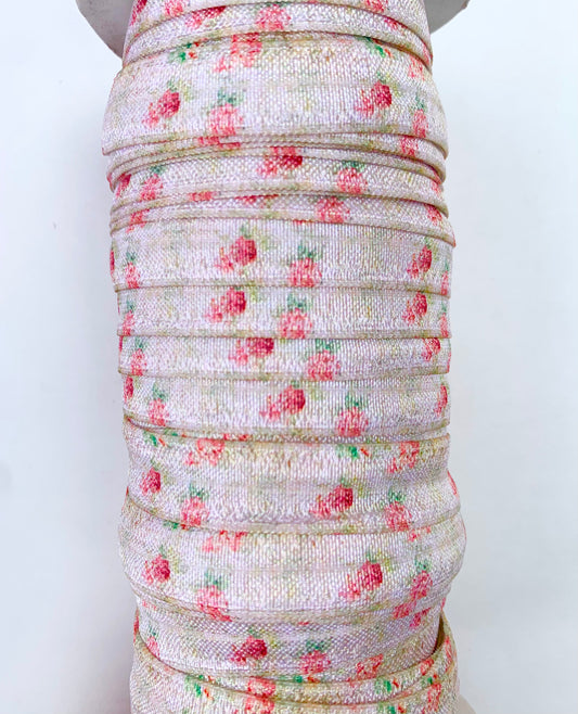 Beige Floral Fold Over Elastic