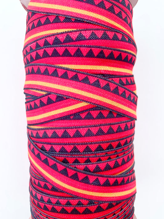 Red and Orange Aztec Fold Over Elastic
