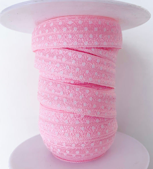 Pink with White Dots Fold Over Elastic
