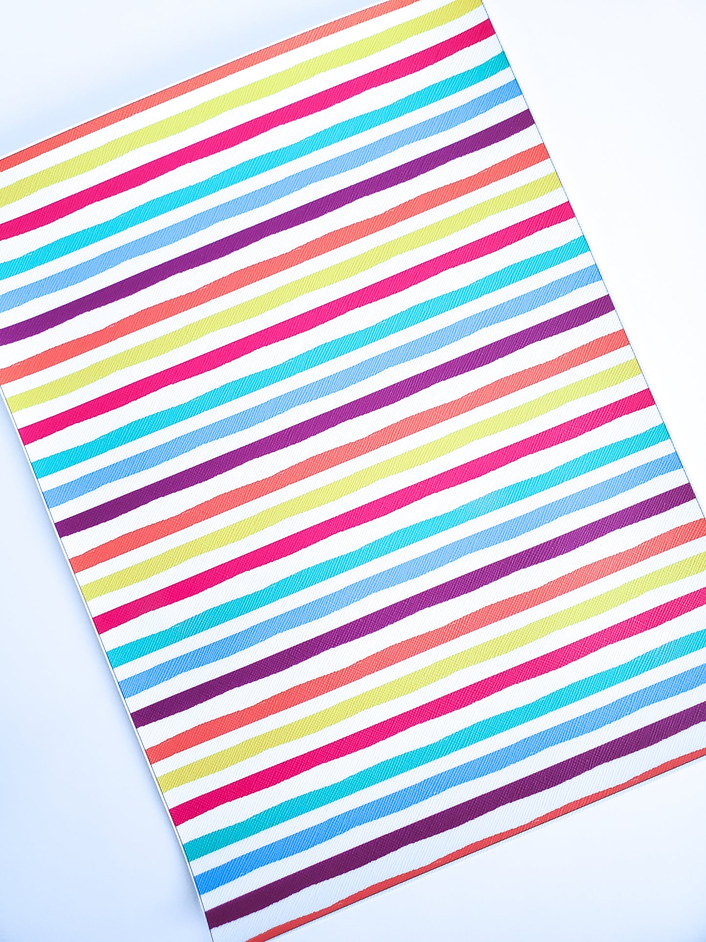 Rainbow and White Stripe 9x12 faux leather sheet